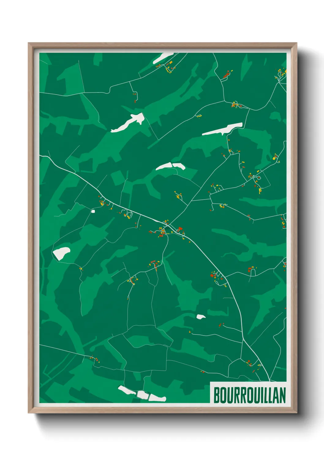 Une affiche de carte sur Bourrouillan