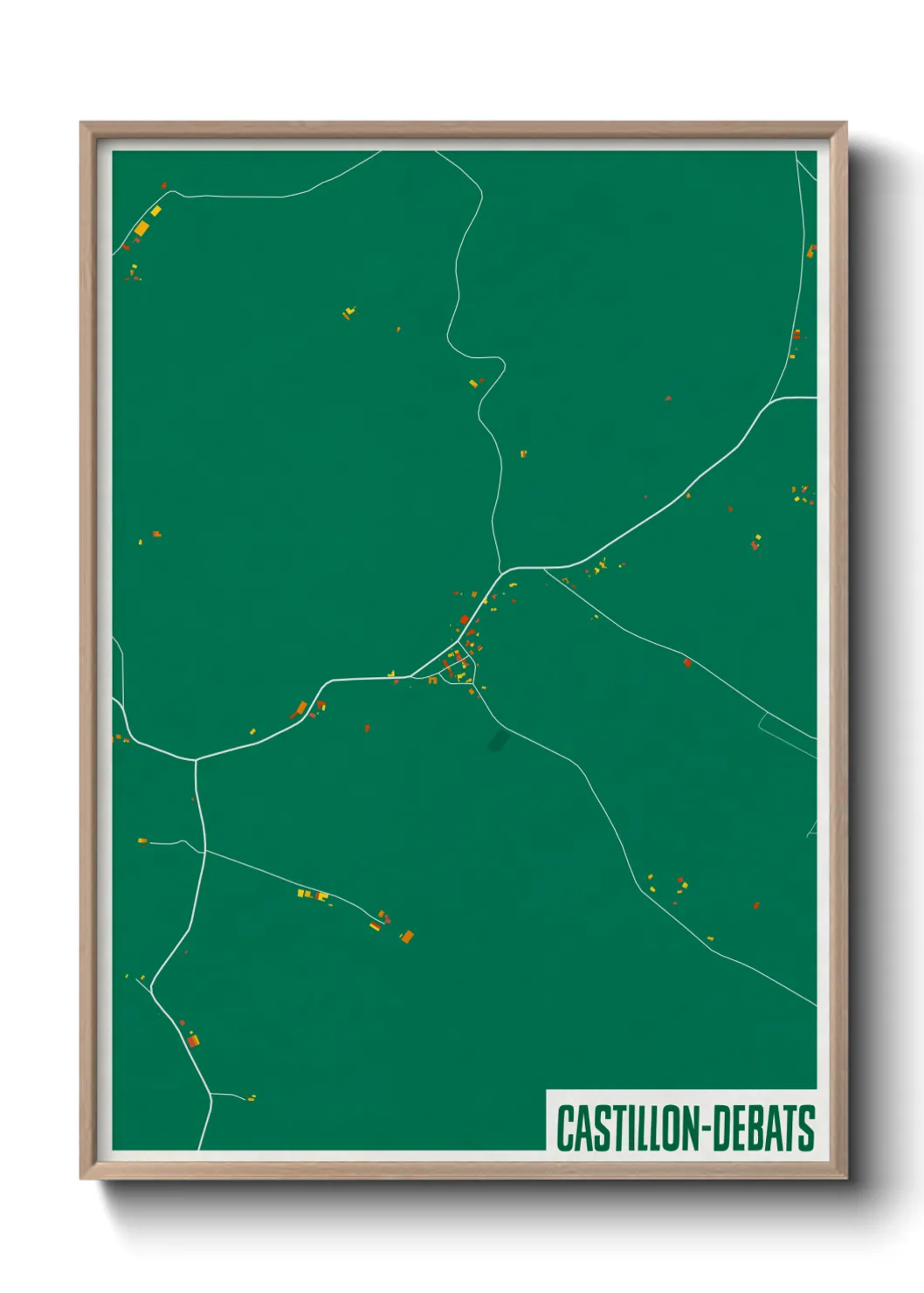 Une affiche de carte sur Castillon-Debats