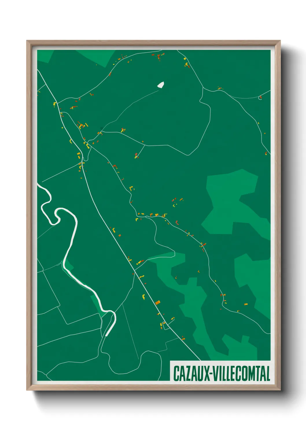 Une affiche de carte sur Cazaux-Villecomtal