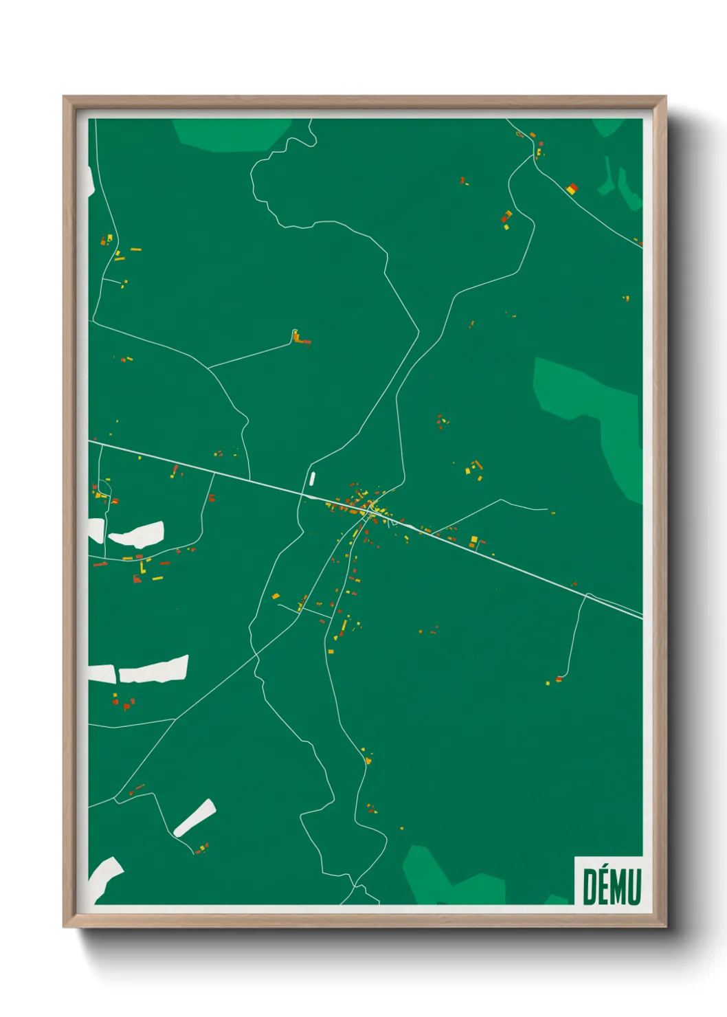 Une affiche de carte sur Dému