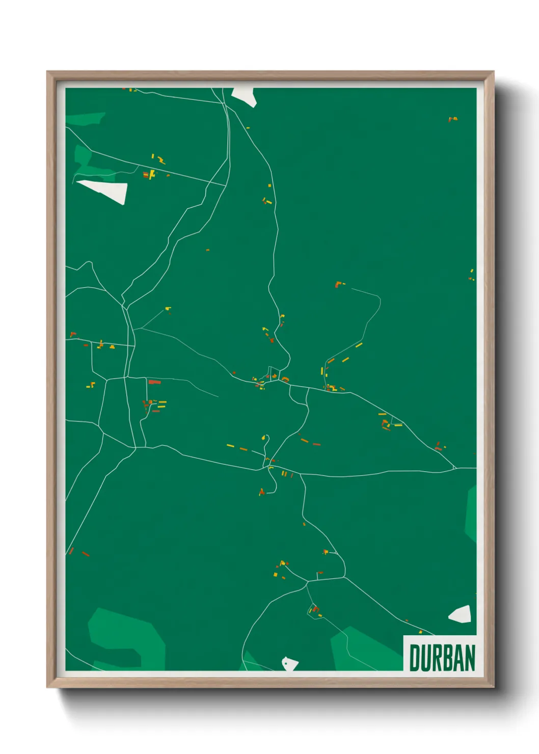 Une affiche de carte sur Durban