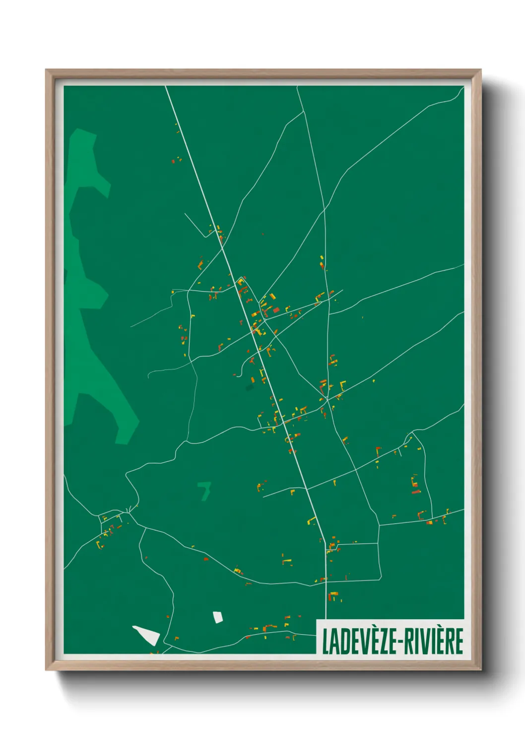 Une affiche de carte sur Ladevèze-Rivière