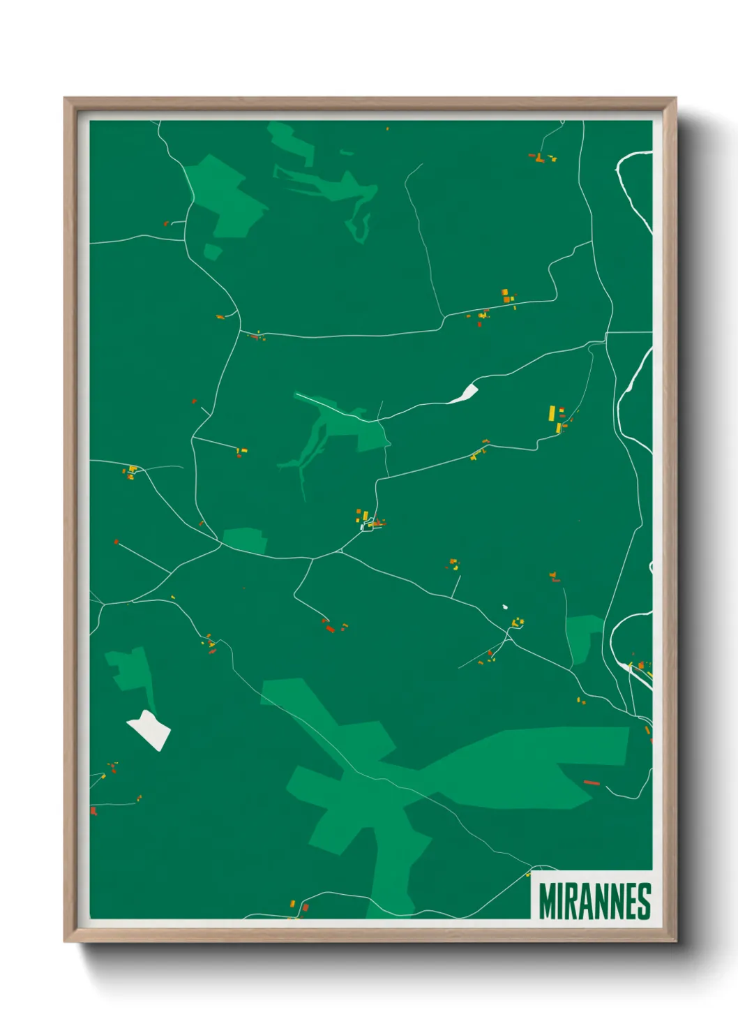 Une affiche de carte sur Mirannes