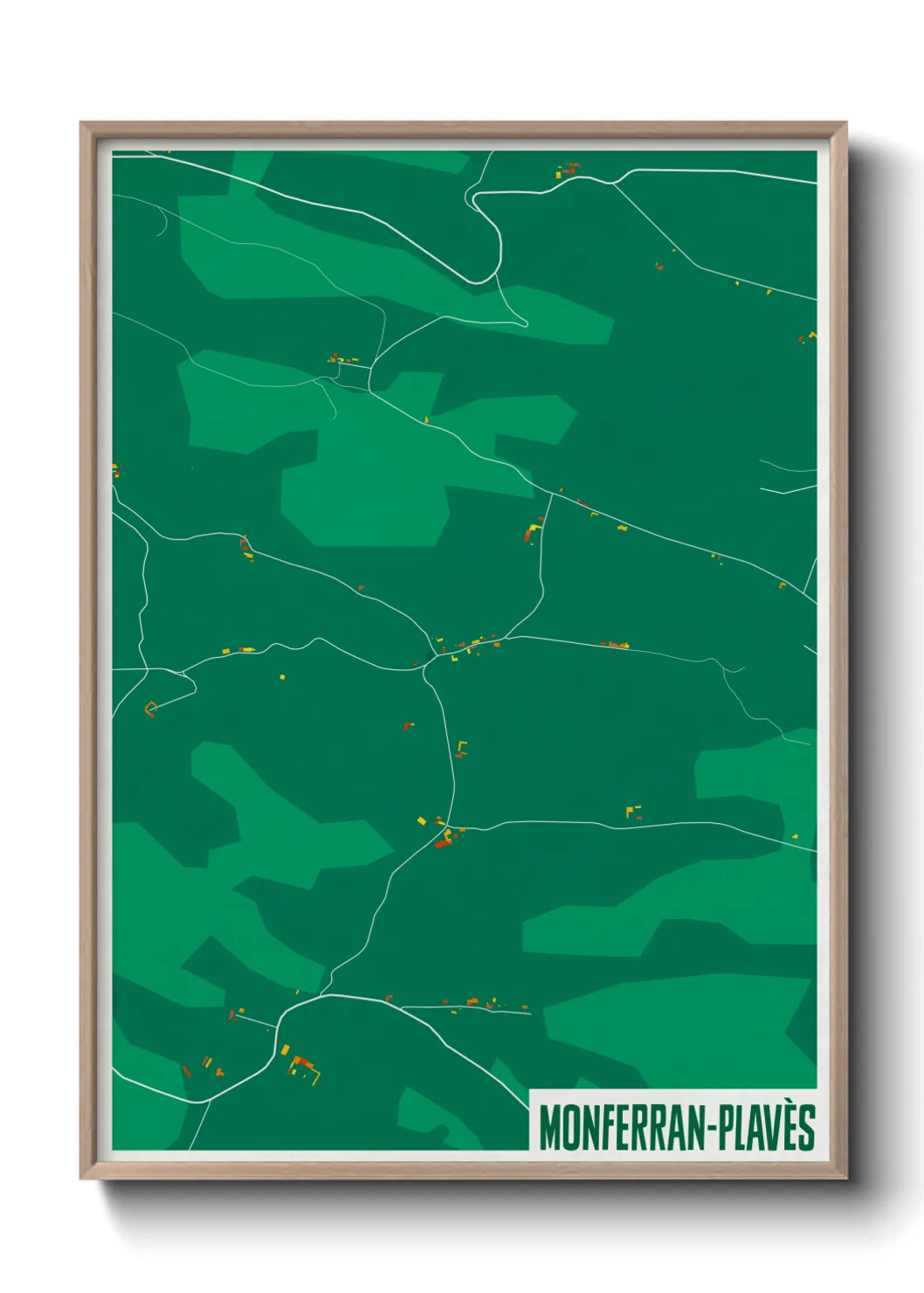 Une affiche de carte sur Monferran-Plavès