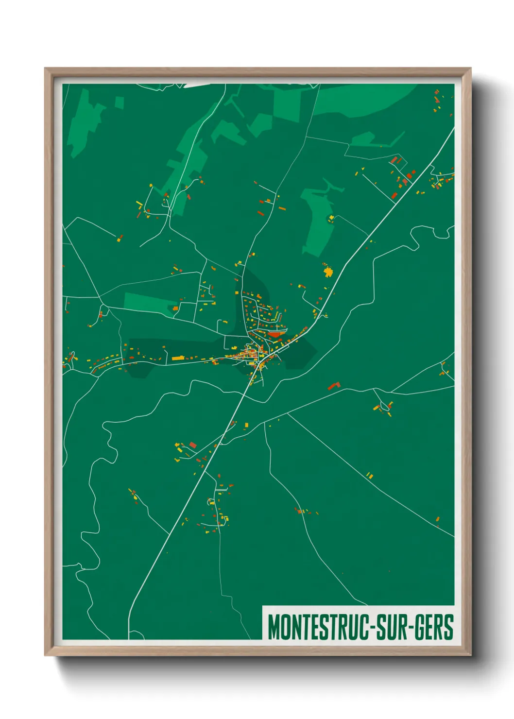 Une affiche de carte sur Montestruc-sur-Gers
