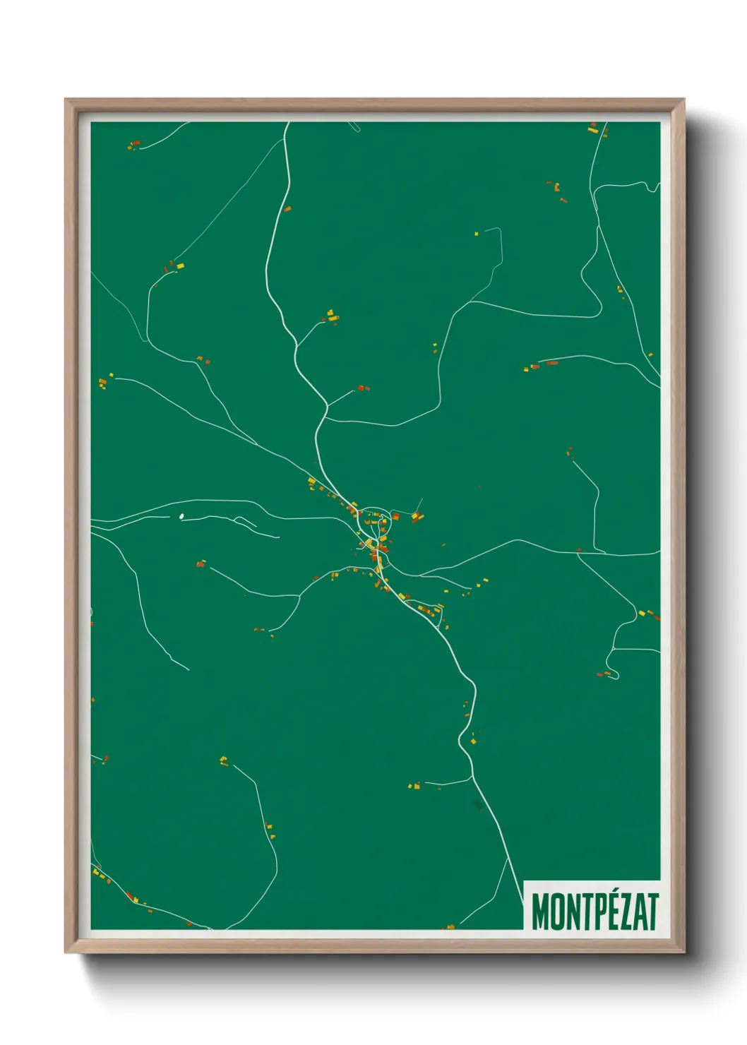 Une affiche de carte sur Montpézat