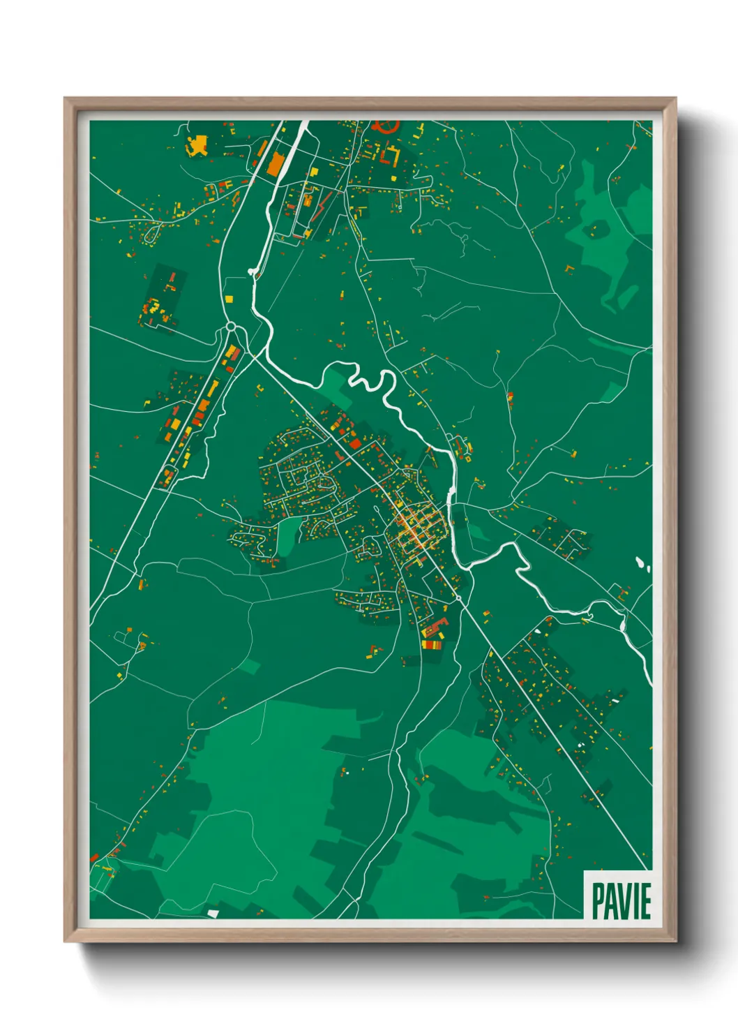 Une affiche de carte sur Pavie