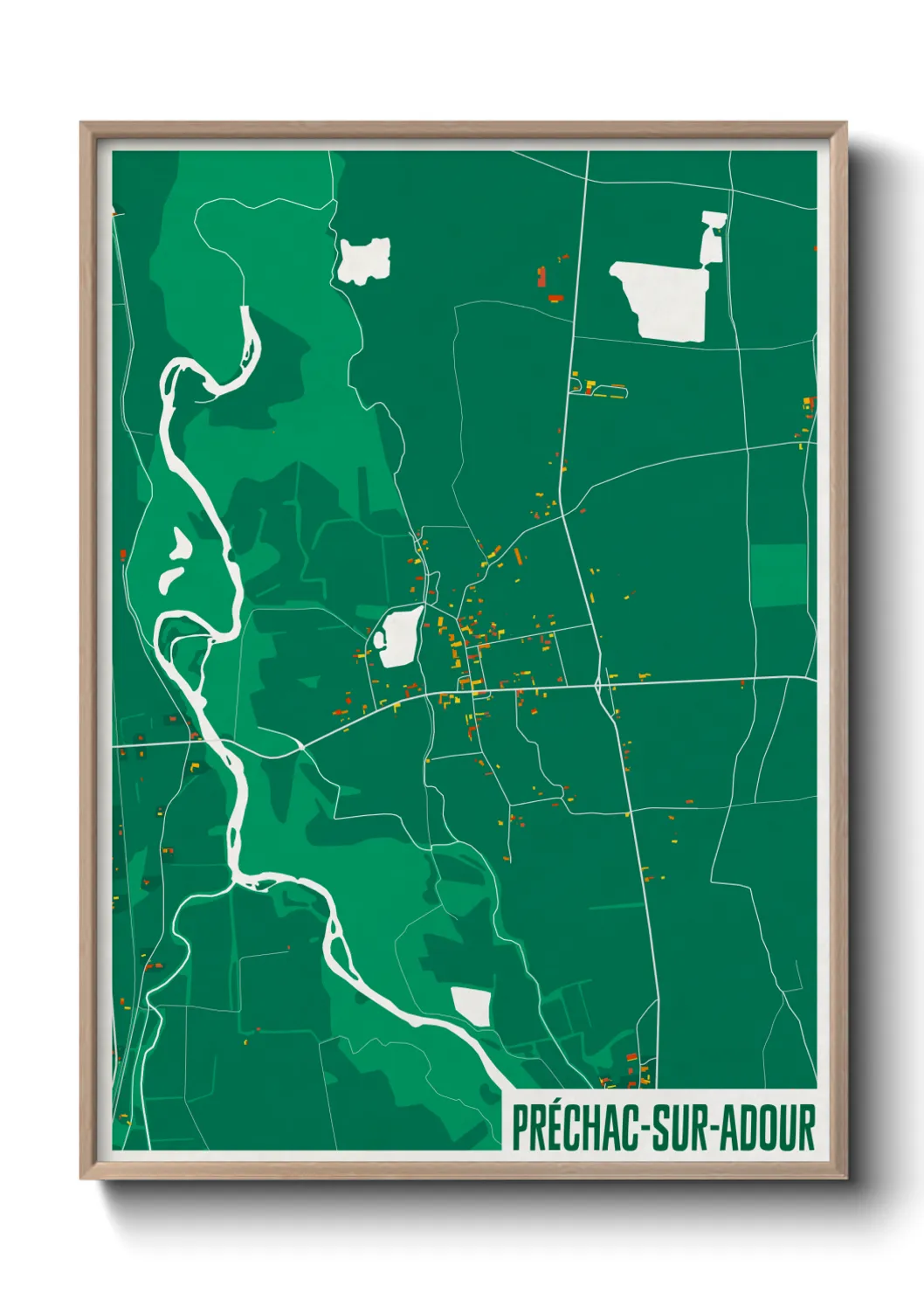 Une affiche de carte sur Préchac-sur-Adour