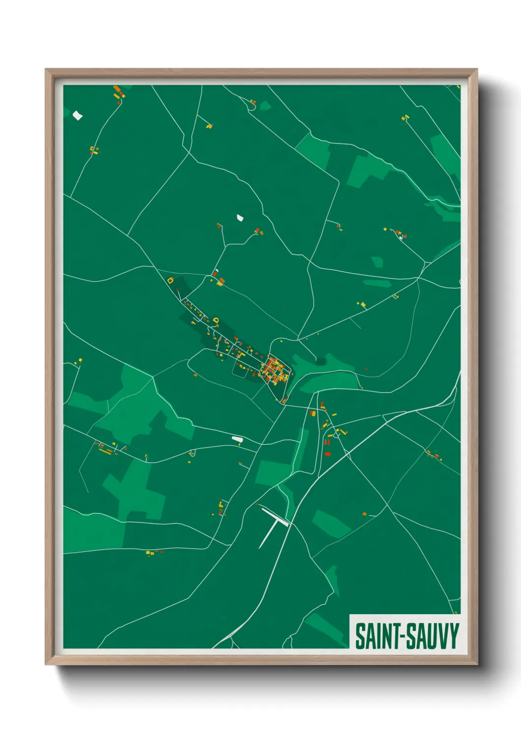 Une affiche de carte sur Saint-Sauvy