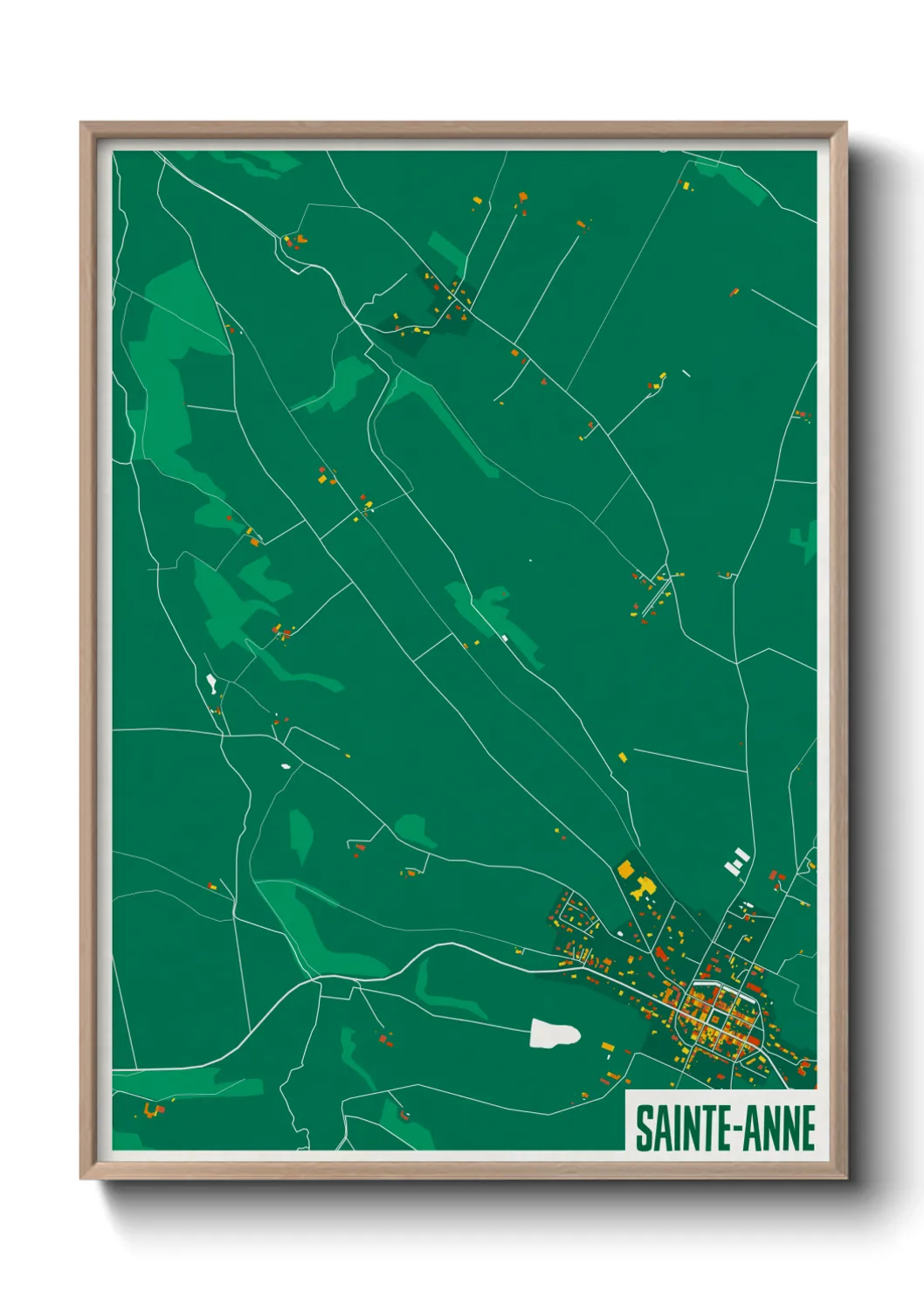 Une affiche de carte sur Sainte-Anne