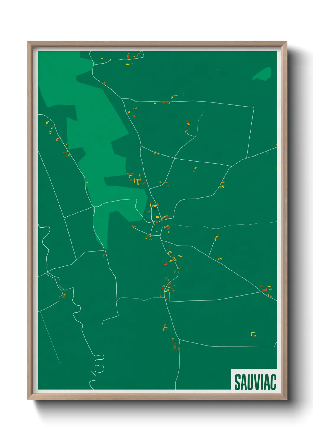 Une affiche de carte sur Sauviac