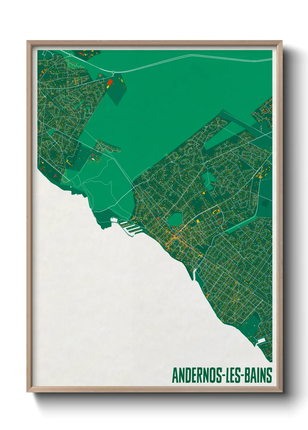 Une affiche de carte sur Andernos-les-Bains