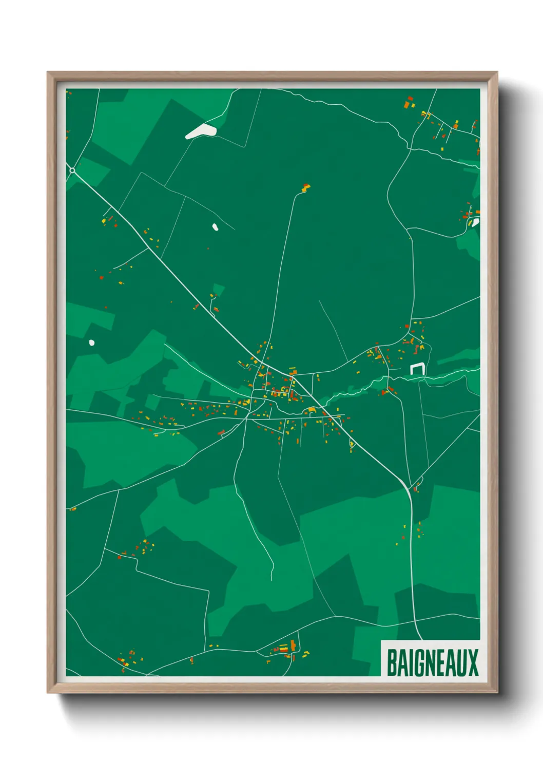 Une affiche de carte sur Baigneaux