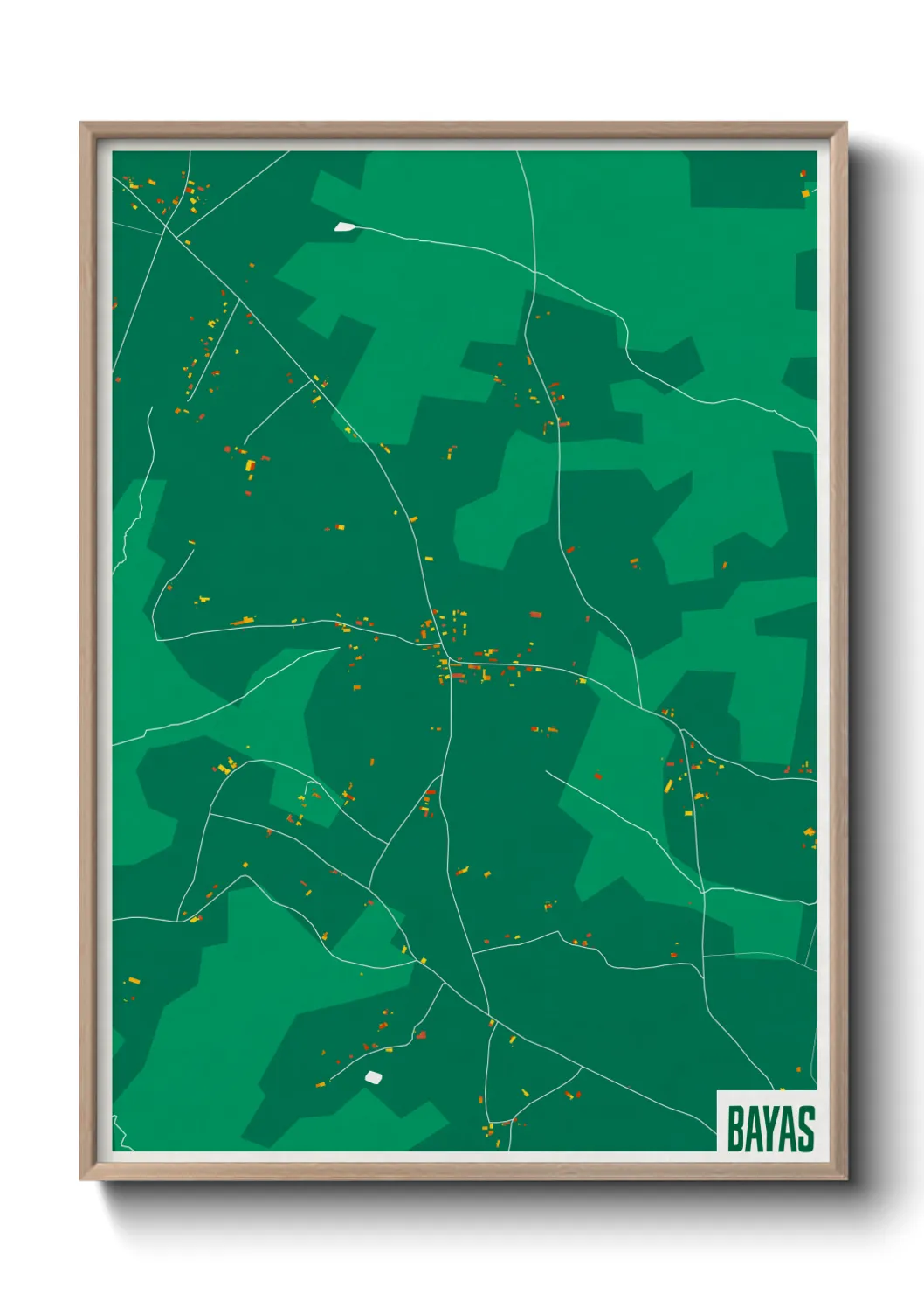 Une affiche de carte sur Bayas