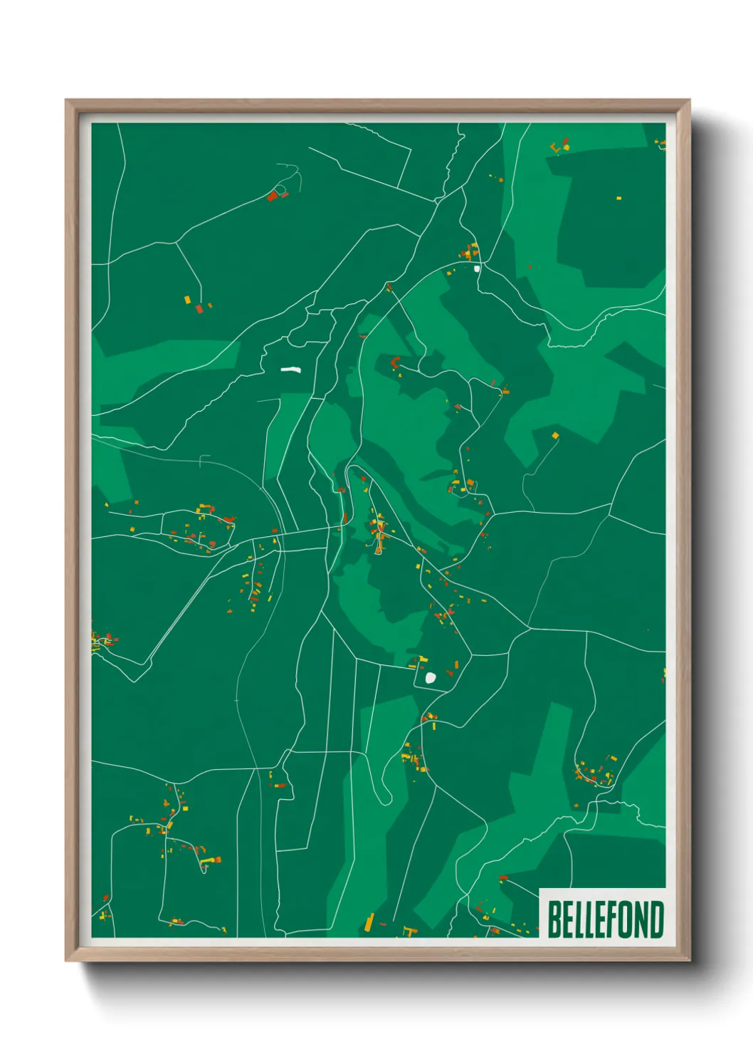 Une affiche de carte sur Bellefond