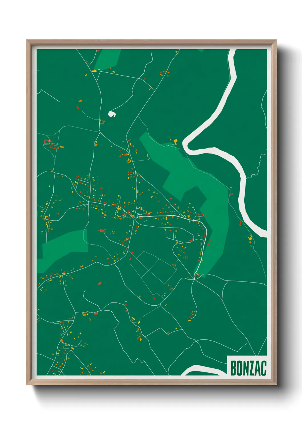 Une affiche de carte sur Bonzac