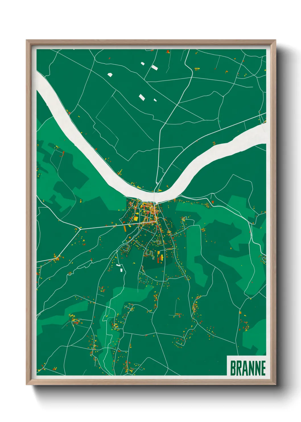 Une affiche de carte sur Branne