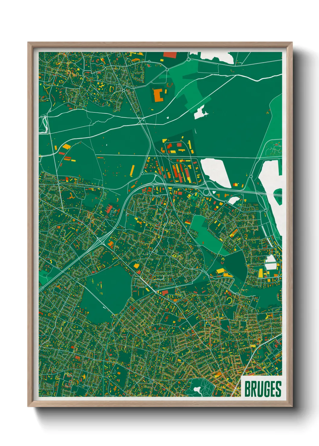 Une affiche de carte sur Bruges