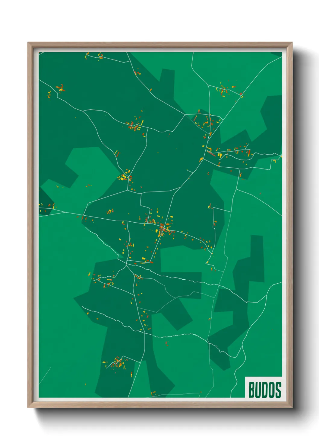 Une affiche de carte sur Budos