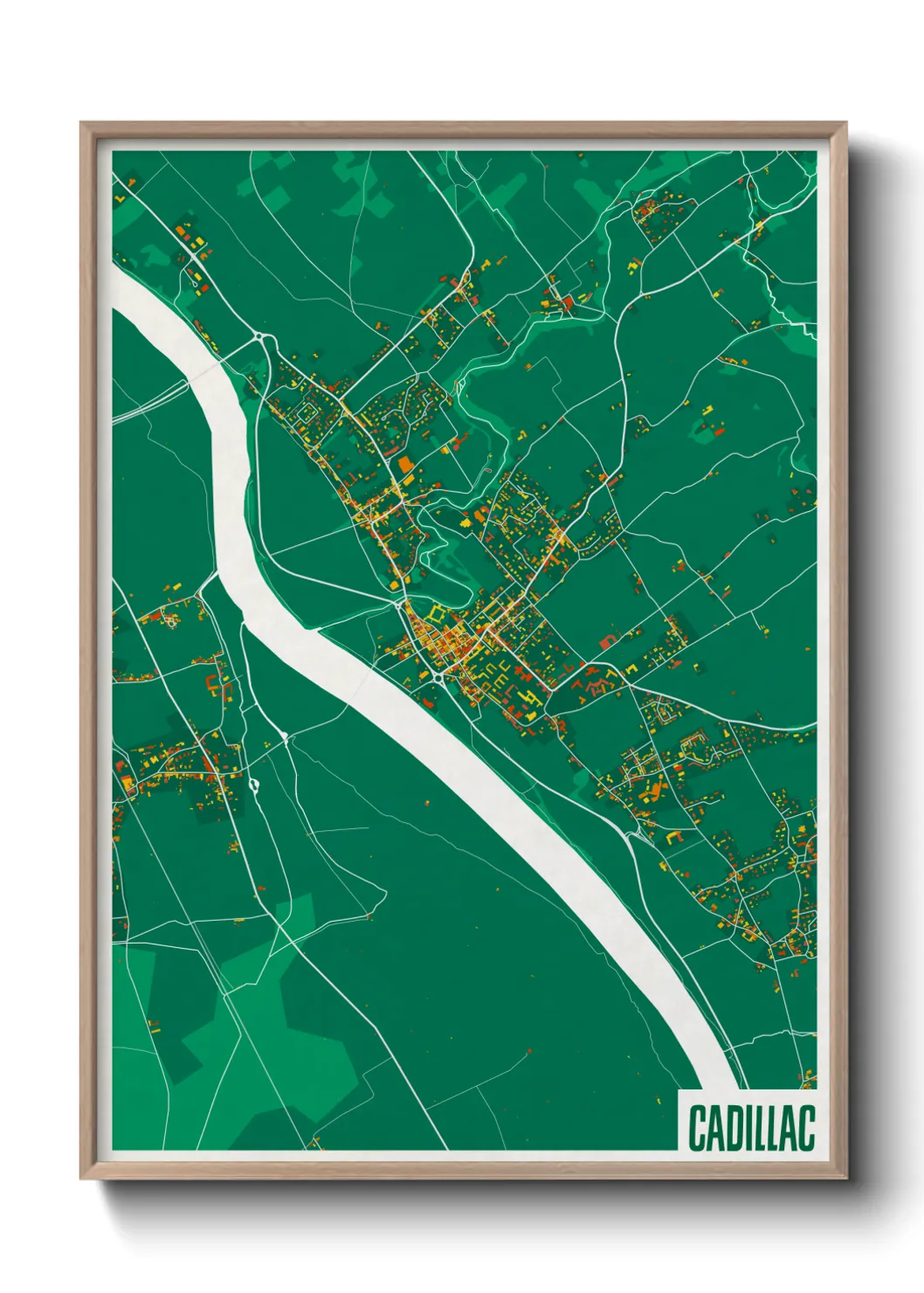 Une affiche de carte sur Cadillac