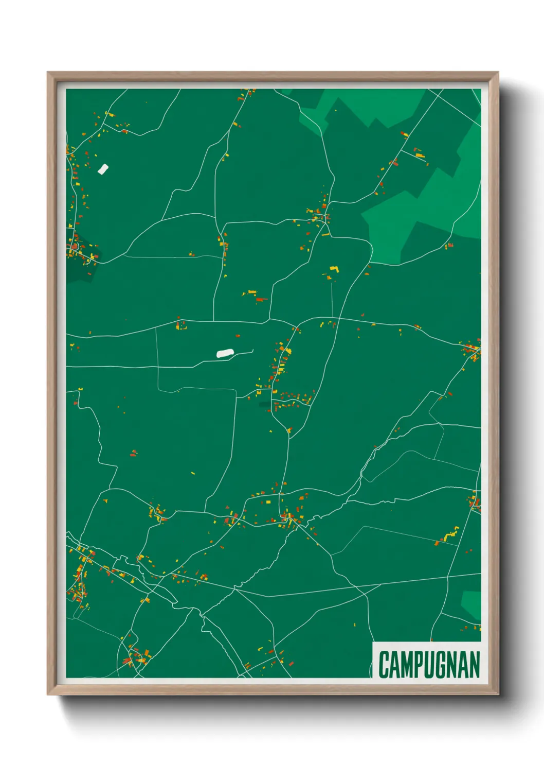 Une affiche de carte sur Campugnan