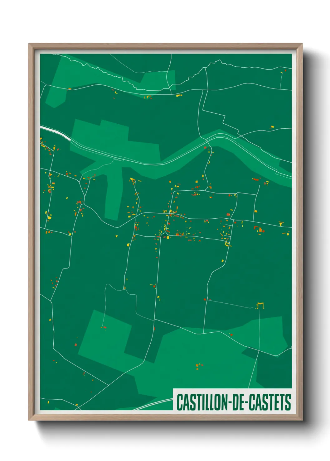 Une affiche de carte sur Castillon-de-Castets