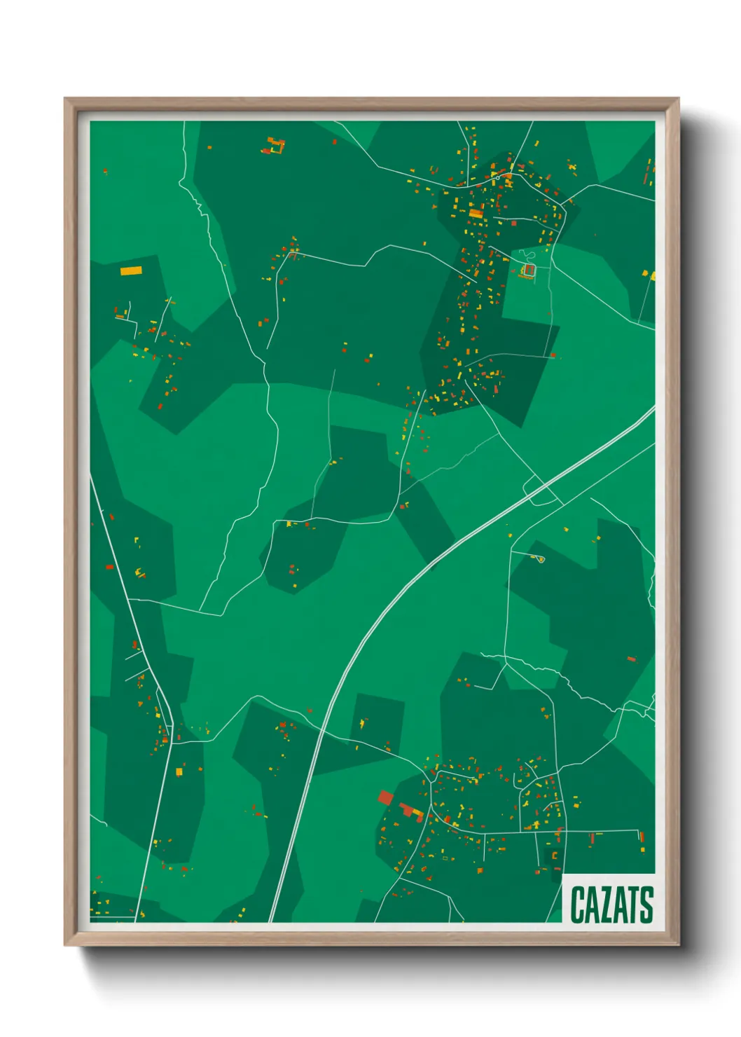 Une affiche de carte sur Cazats