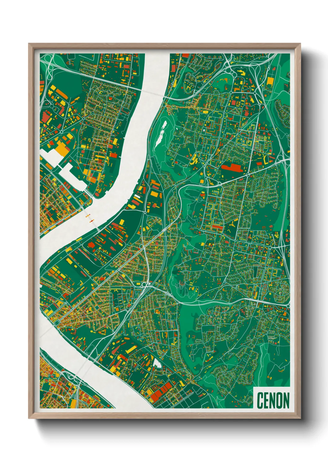 Une affiche de carte sur Cenon