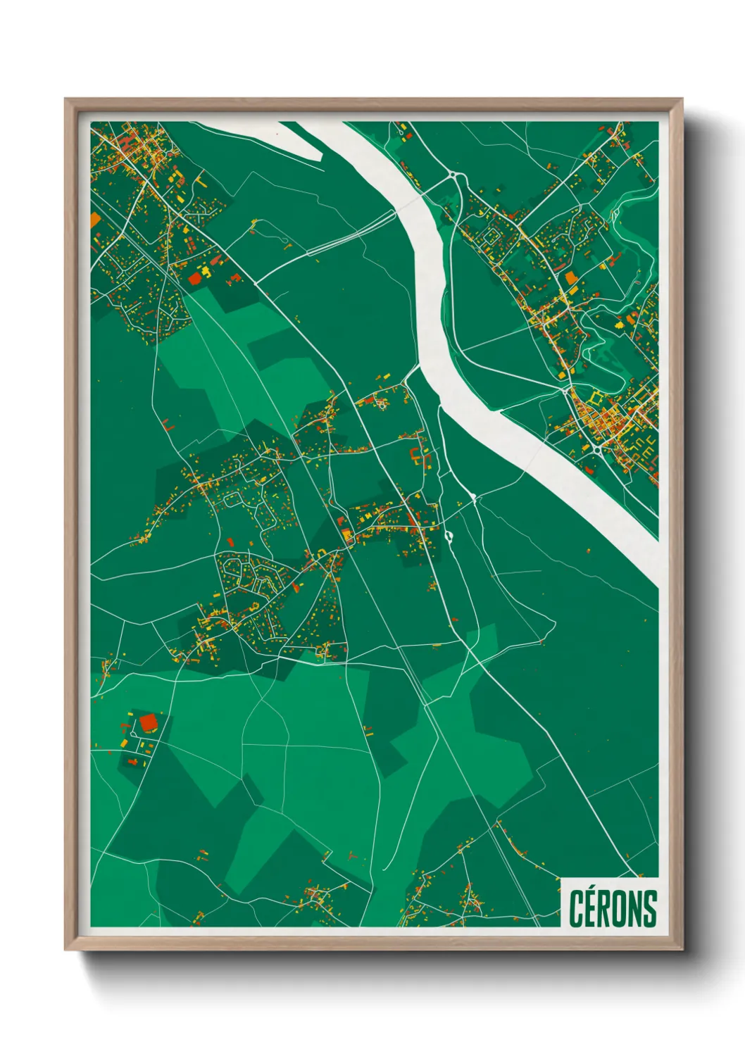 Une affiche de carte sur Cérons