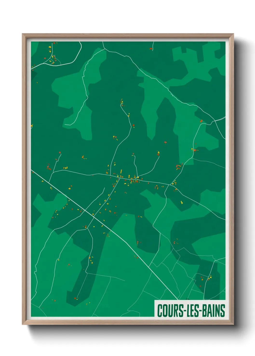 Une affiche de carte sur Cours-les-Bains