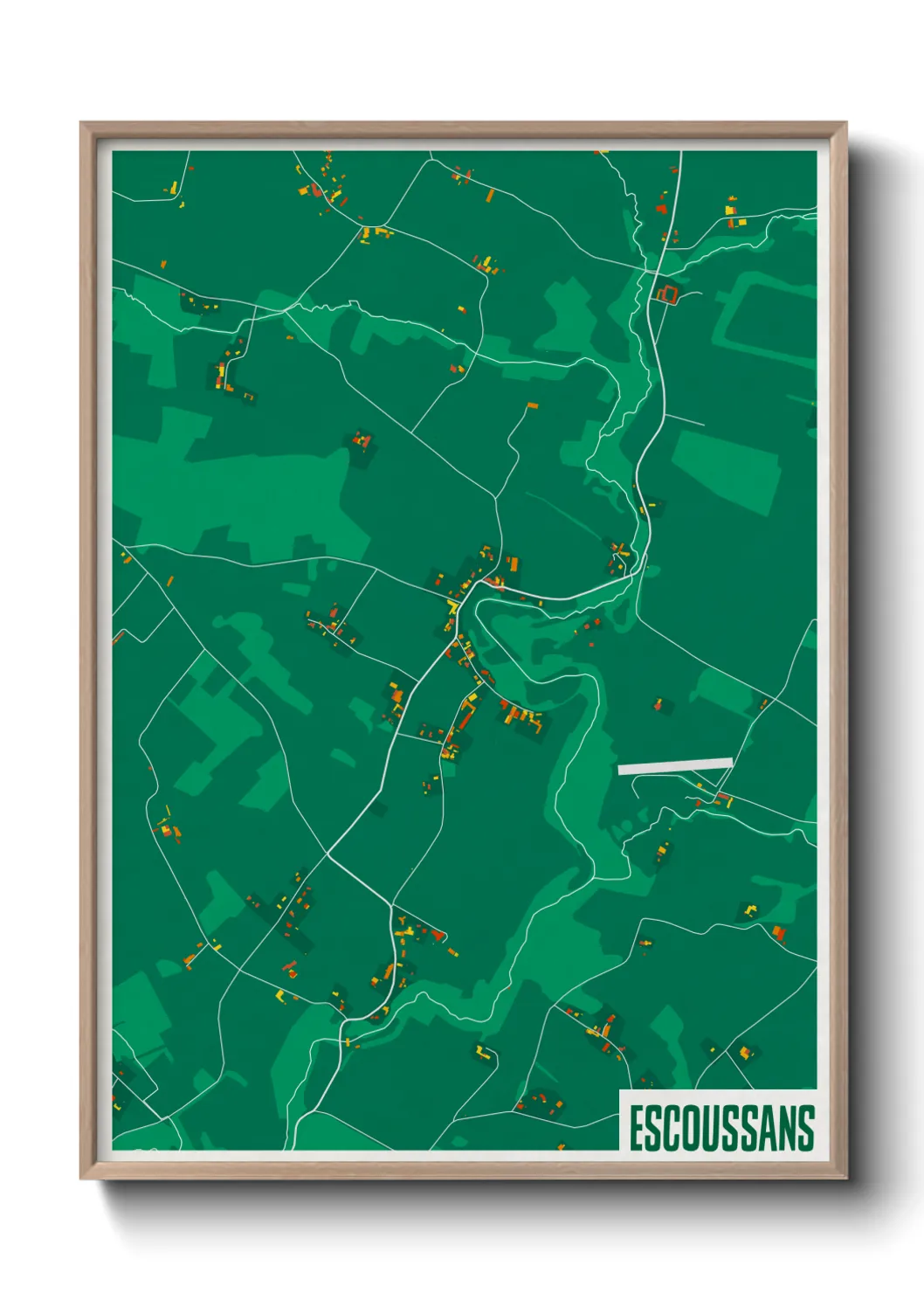 Une affiche de carte sur Escoussans