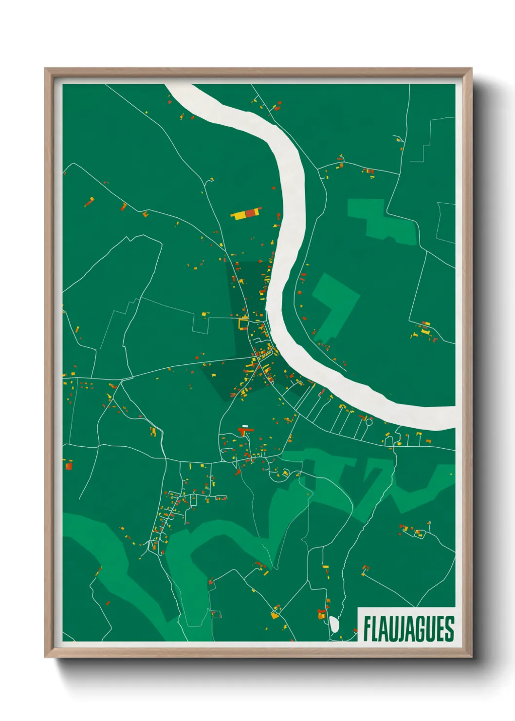 Une affiche de carte sur Flaujagues