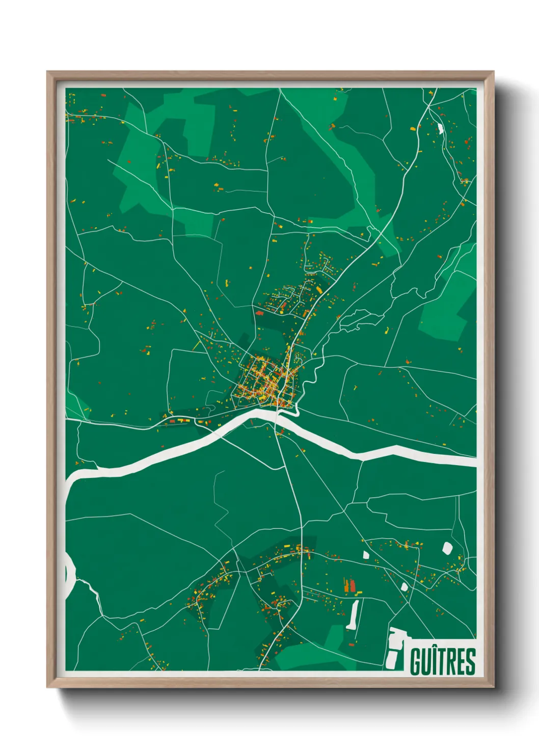 Une affiche de carte sur Guîtres