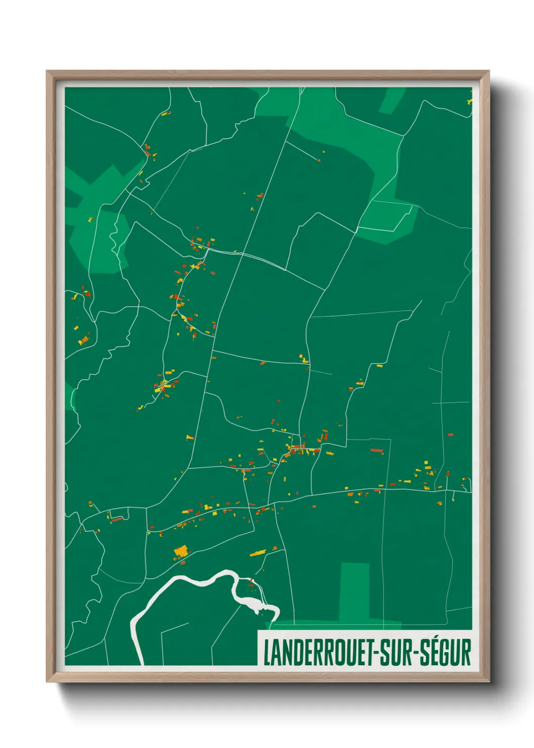 Une affiche de carte sur Landerrouet-sur-Ségur