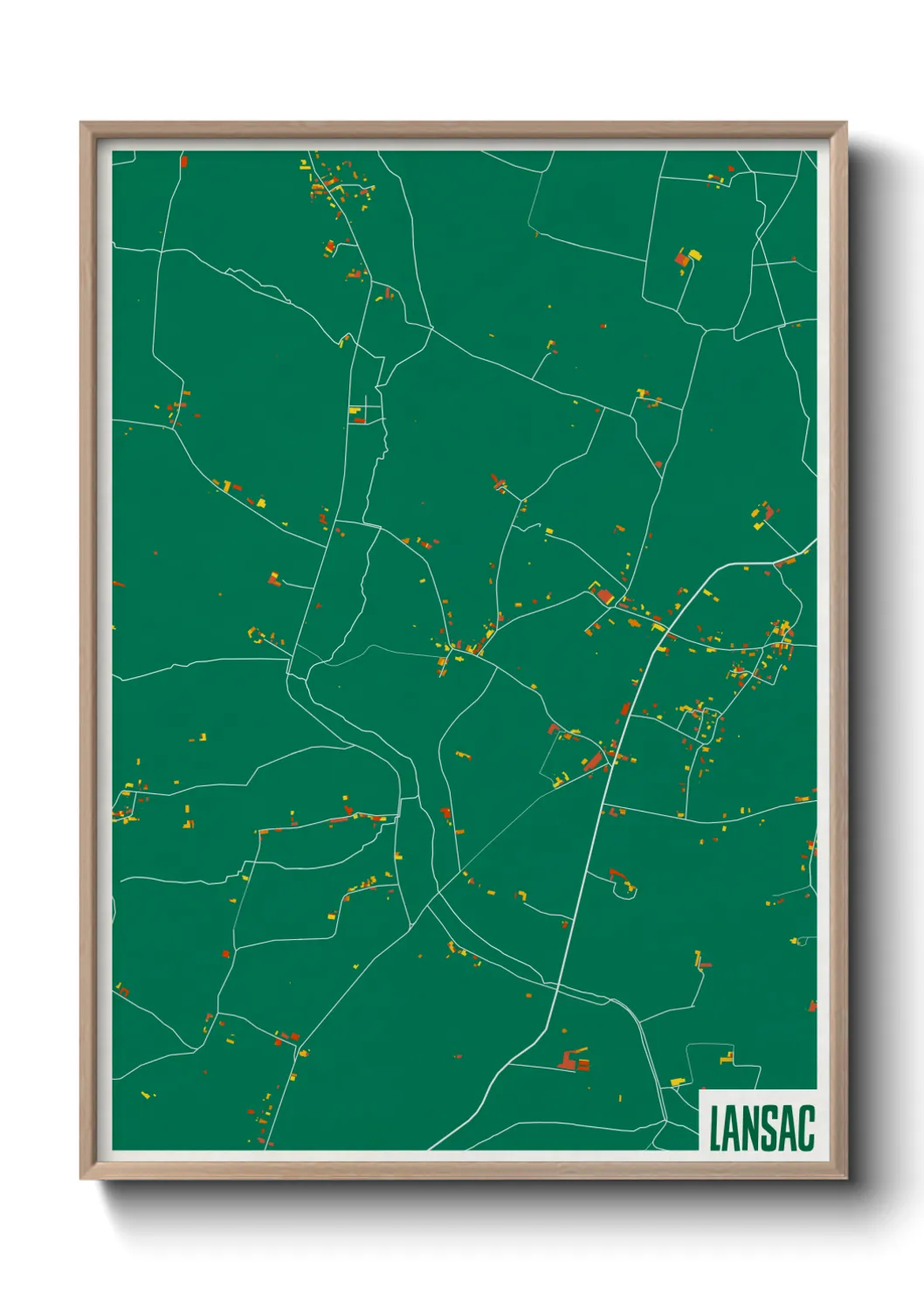 Une affiche de carte sur Lansac