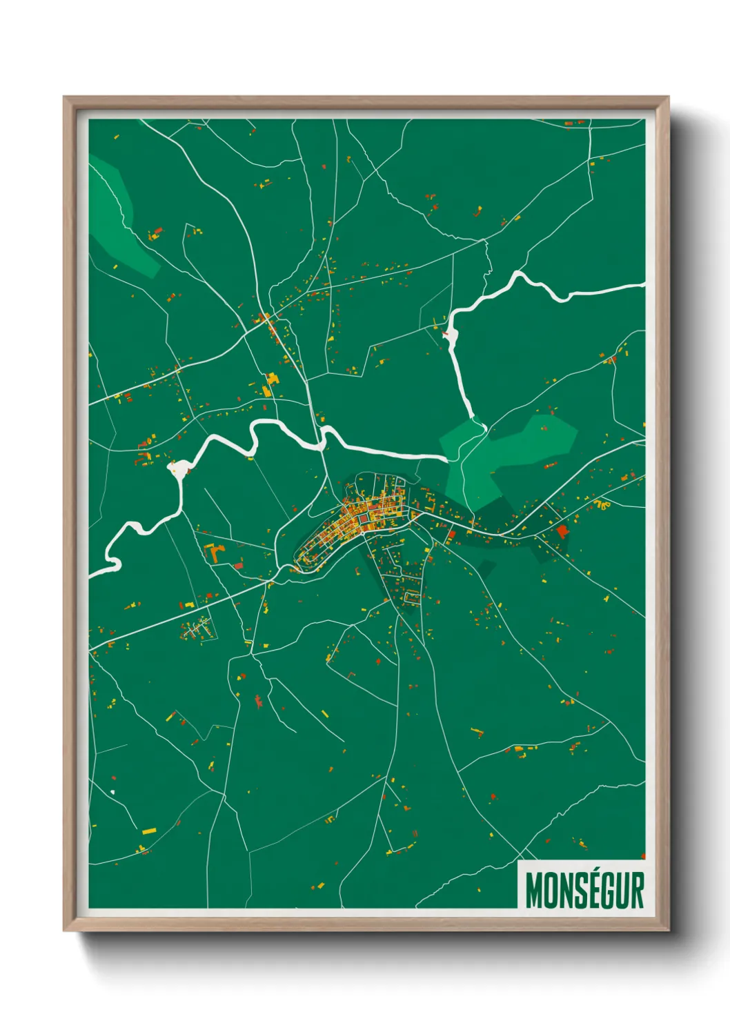 Une affiche de carte sur Monségur