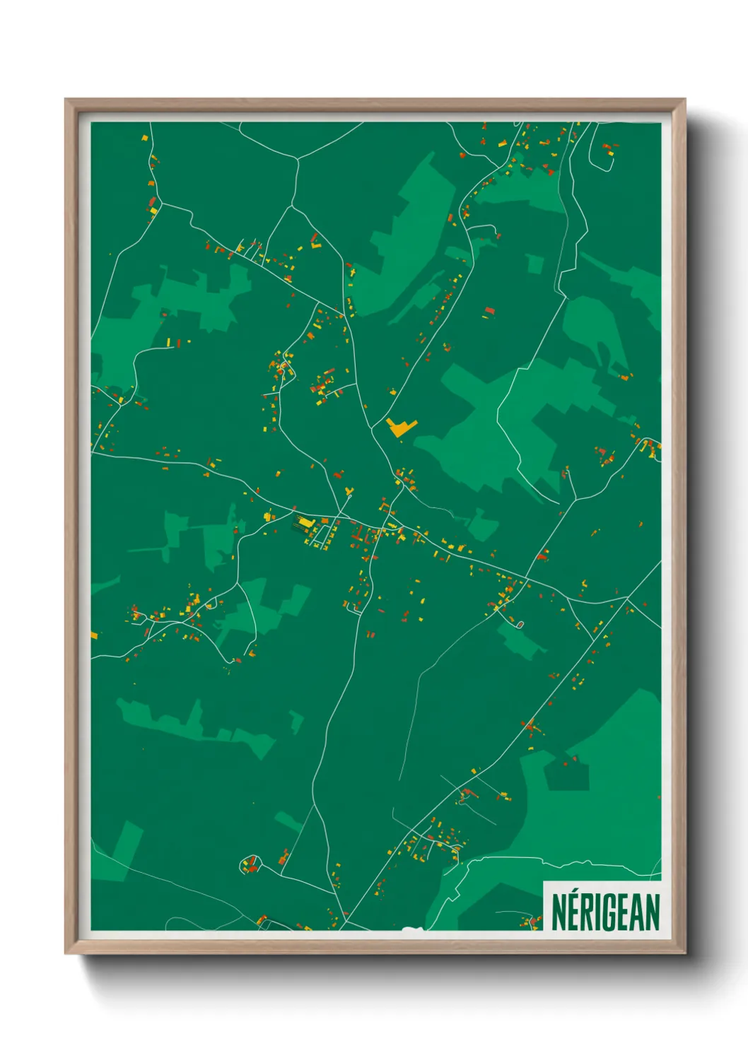 Une affiche de carte sur Nérigean