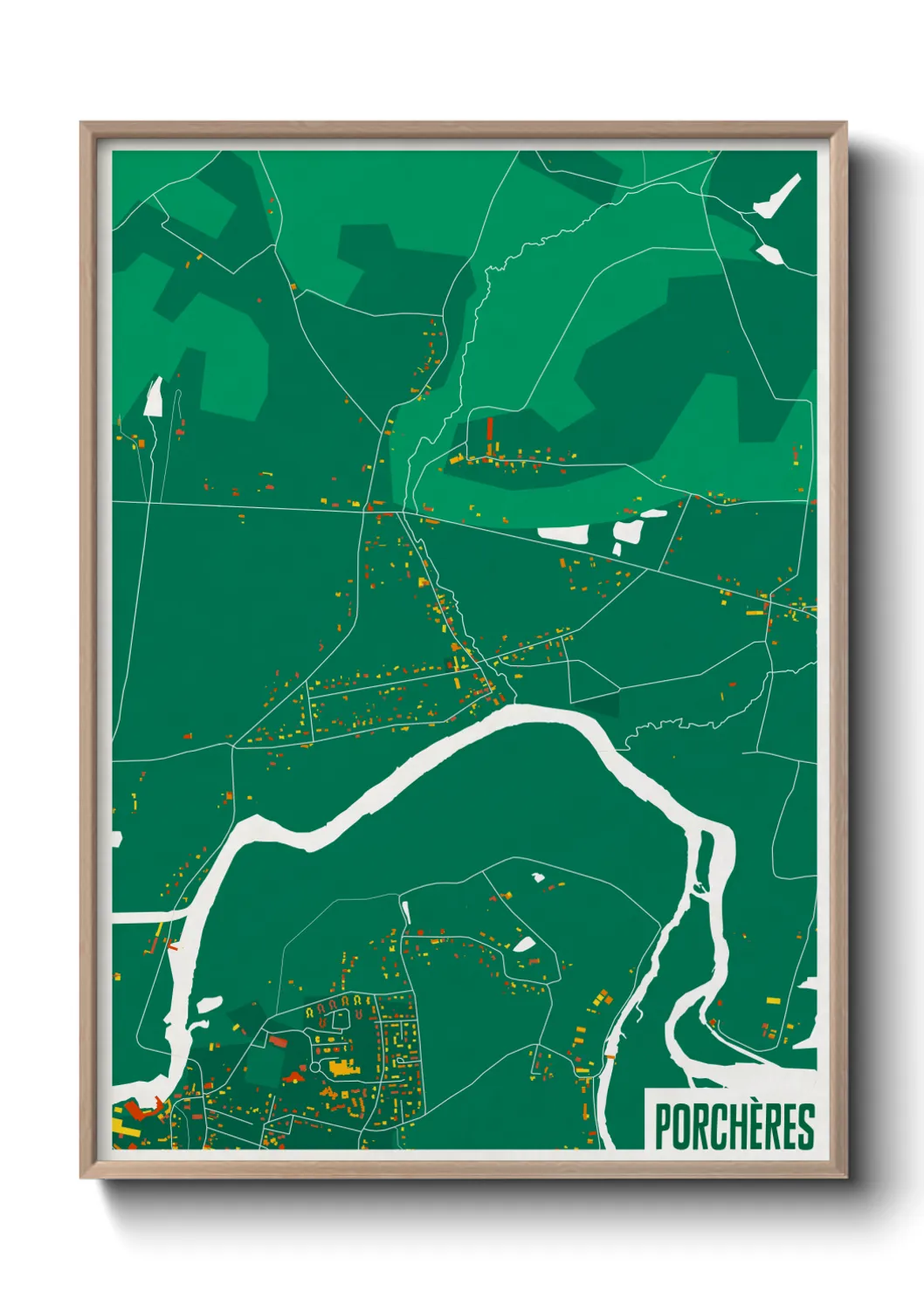 Une affiche de carte sur Porchères