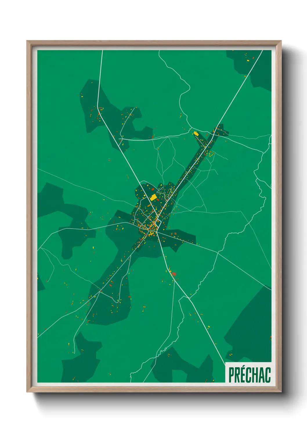 Une affiche de carte sur Préchac