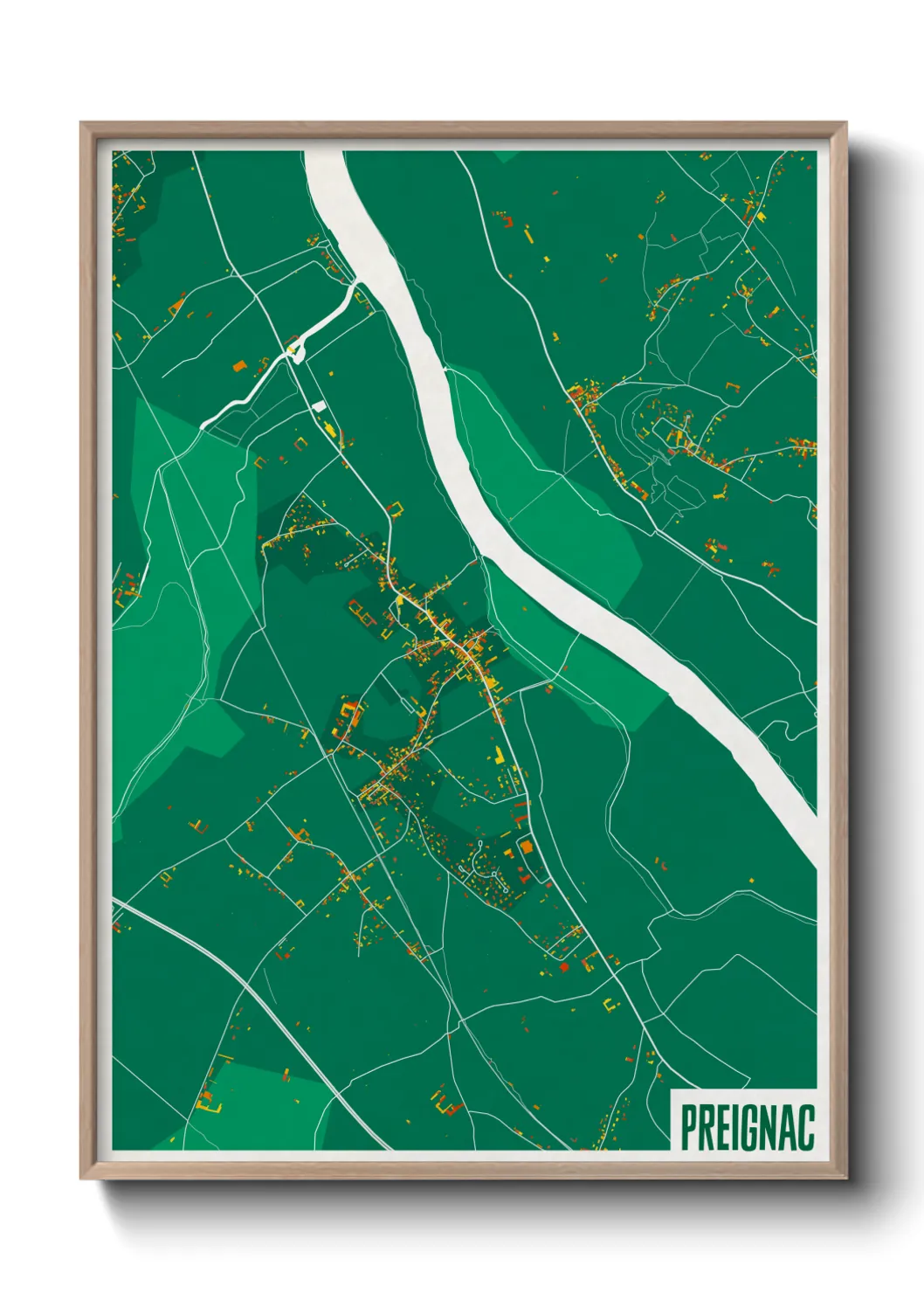Une affiche de carte sur Preignac