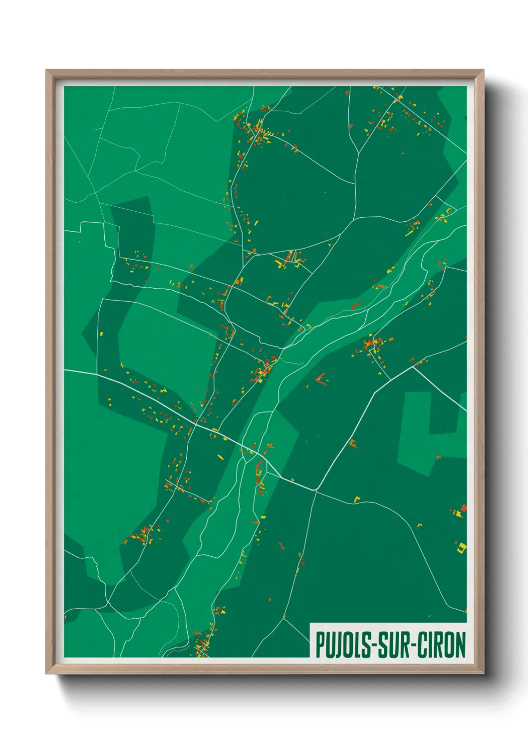 Une affiche de carte sur Pujols-sur-Ciron