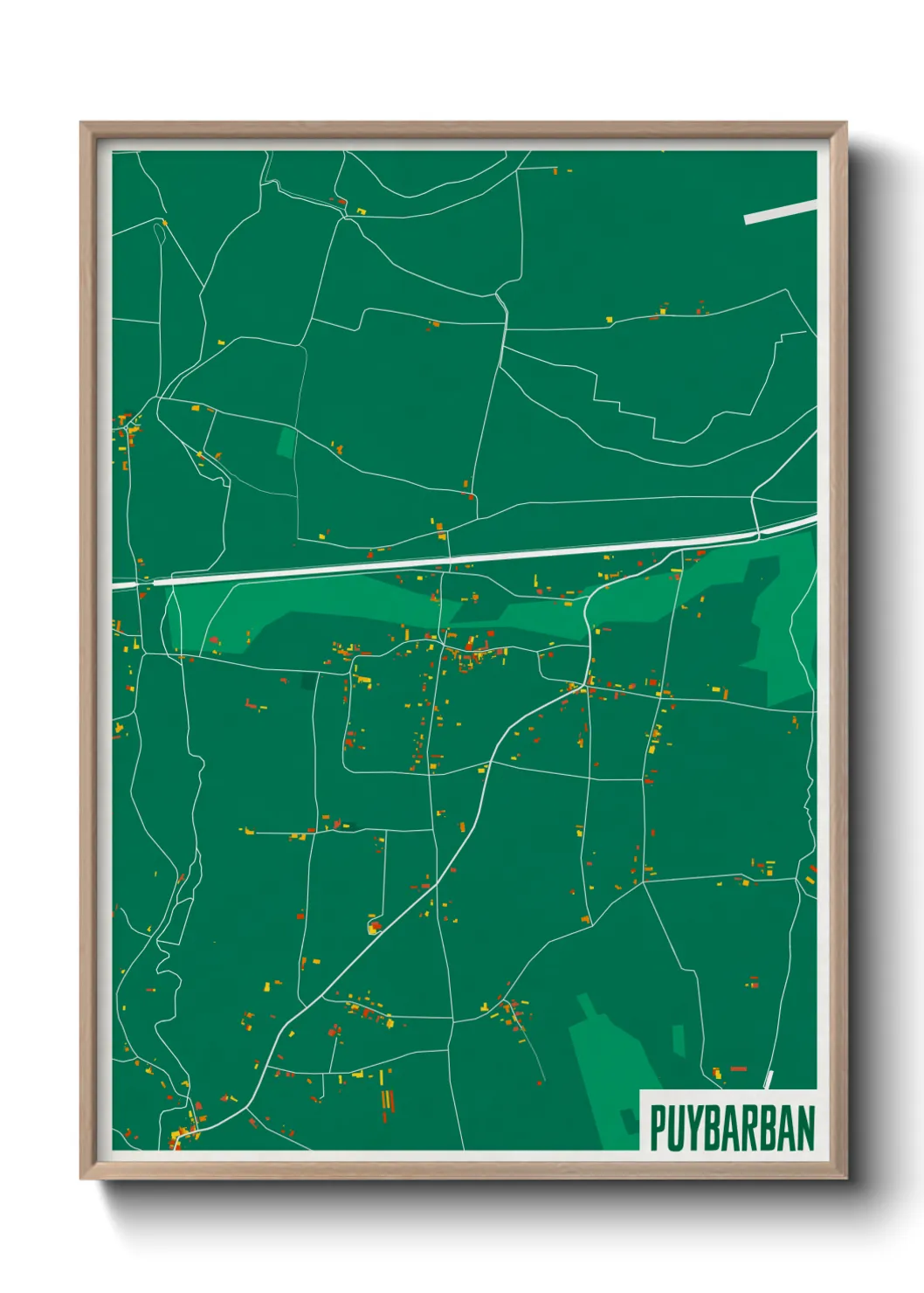 Une affiche de carte sur Puybarban
