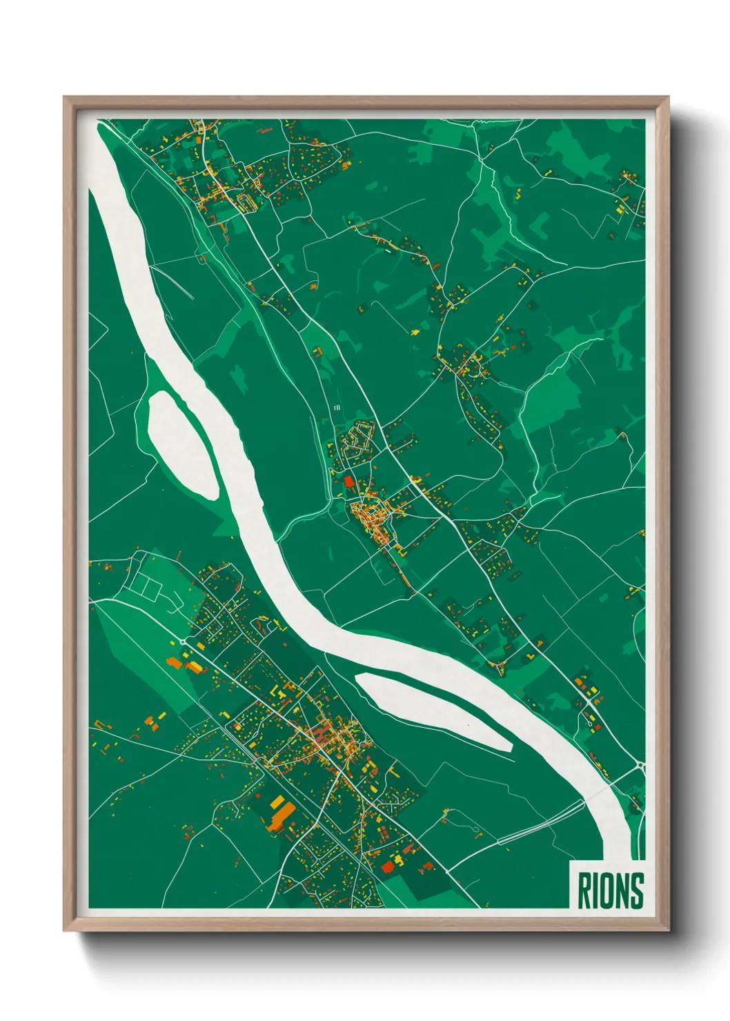 Une affiche de carte sur Rions