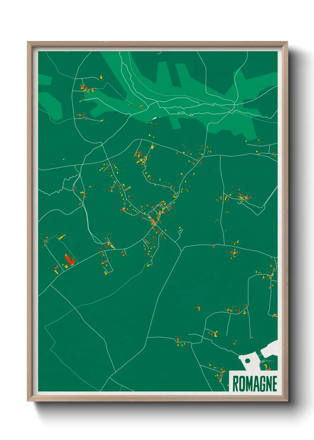 Une affiche de carte sur Romagne