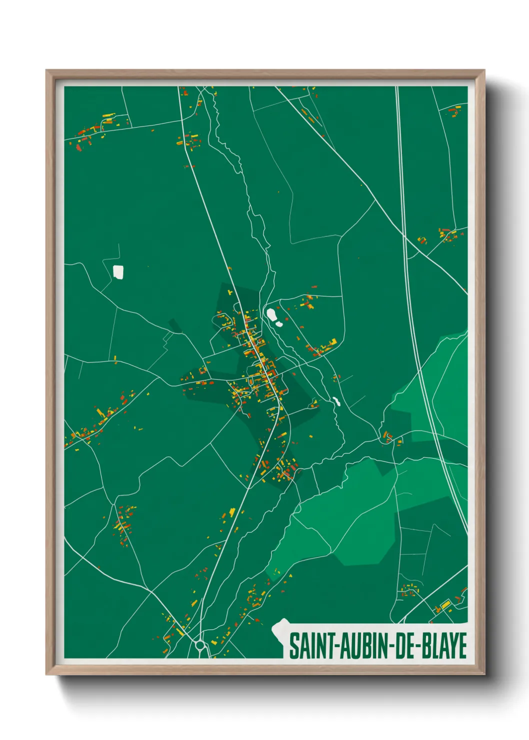 Une affiche de carte sur Saint-Aubin-de-Blaye