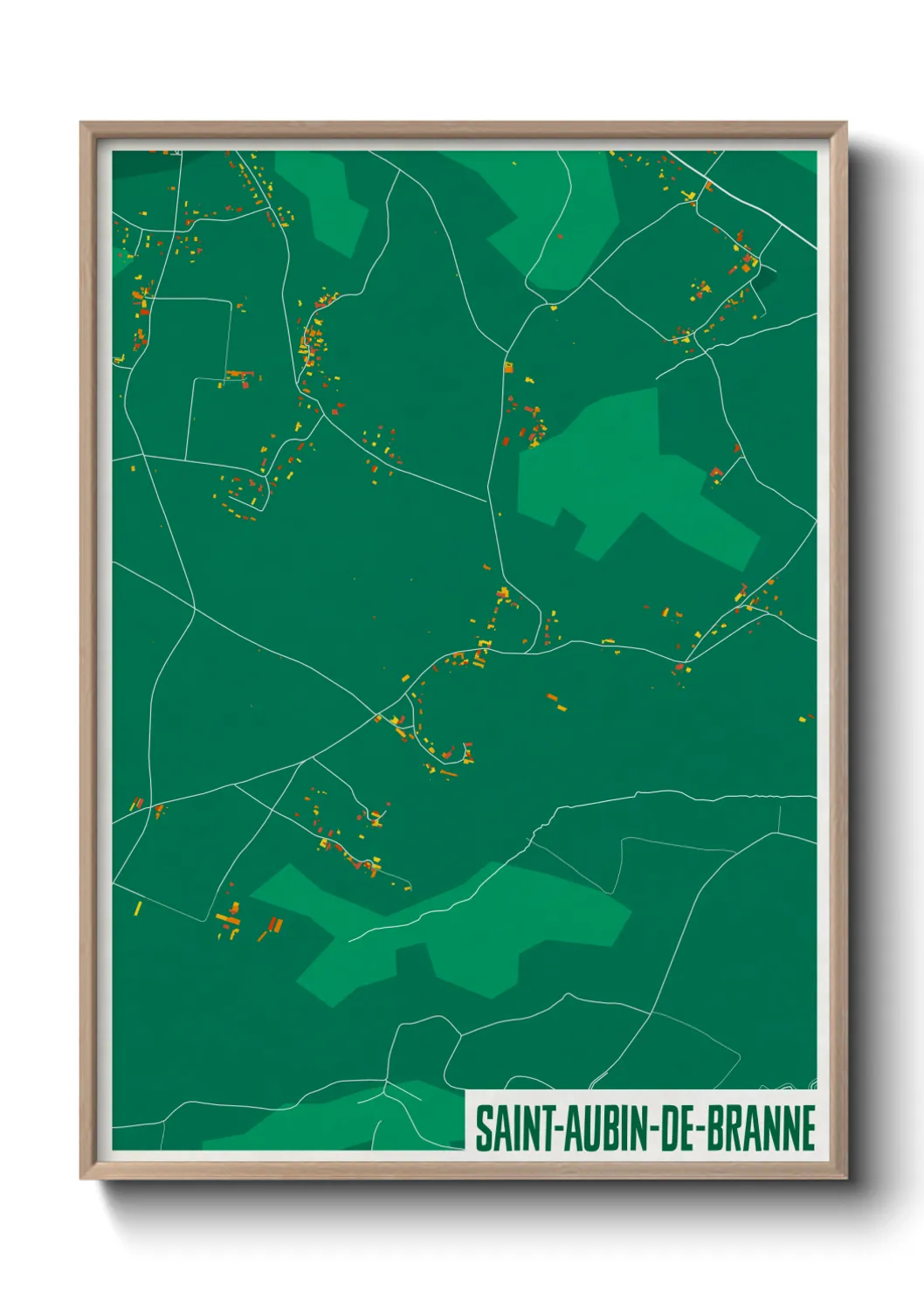Une affiche de carte sur Saint-Aubin-de-Branne