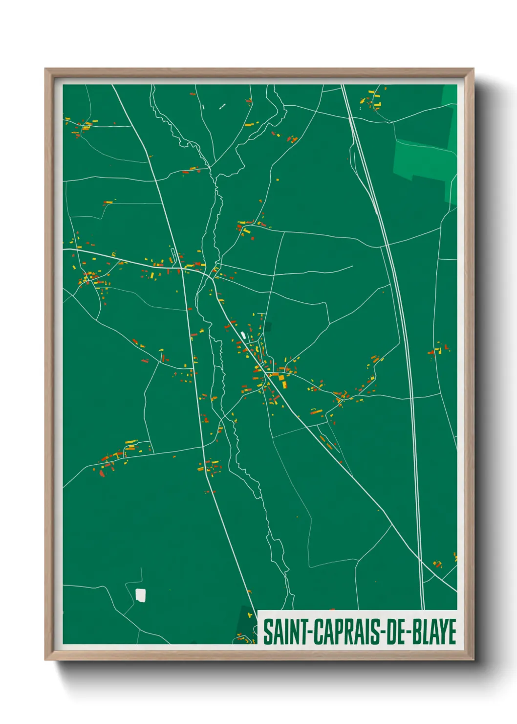 Une affiche de carte sur Saint-Caprais-de-Blaye