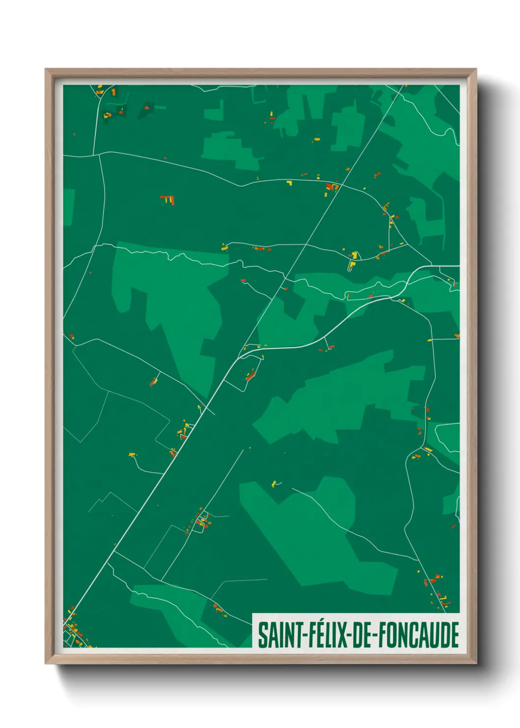 Une affiche de carte sur Saint-Félix-de-Foncaude