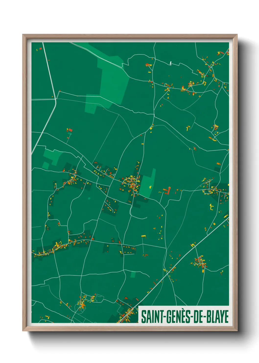 Une affiche de carte sur Saint-Genès-de-Blaye