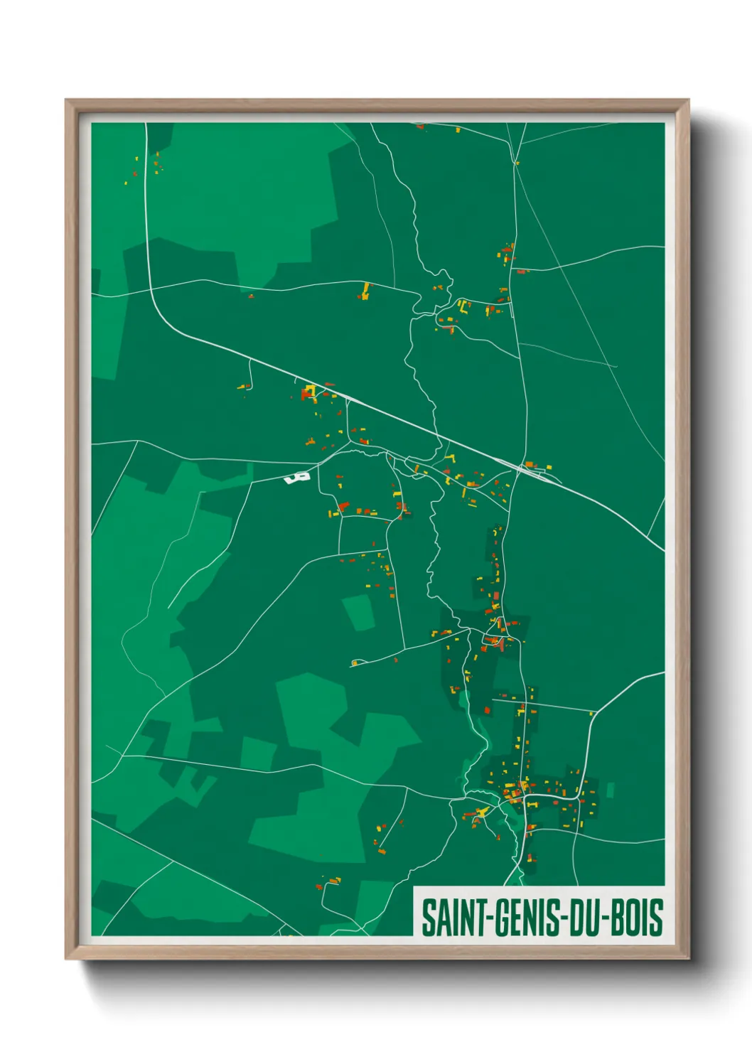 Une affiche de carte sur Saint-Genis-du-Bois